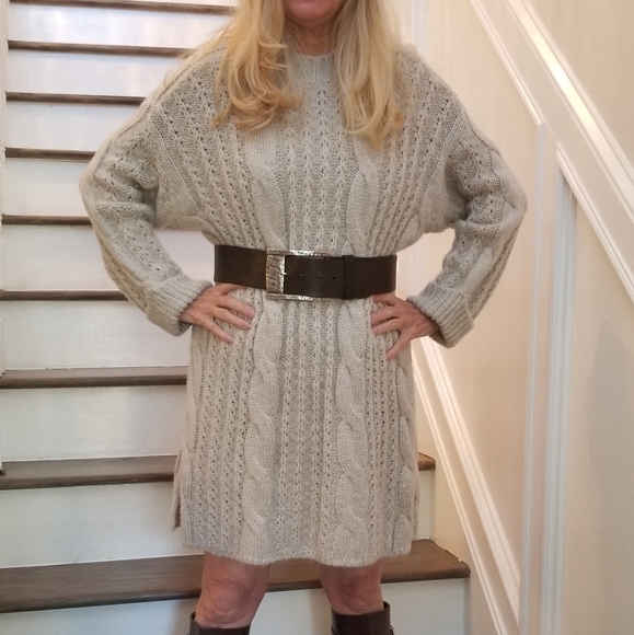 Pinch Cable Knit Mini Sweater Dress, Light Grey, S/M  $45 - Picture 3 of 10